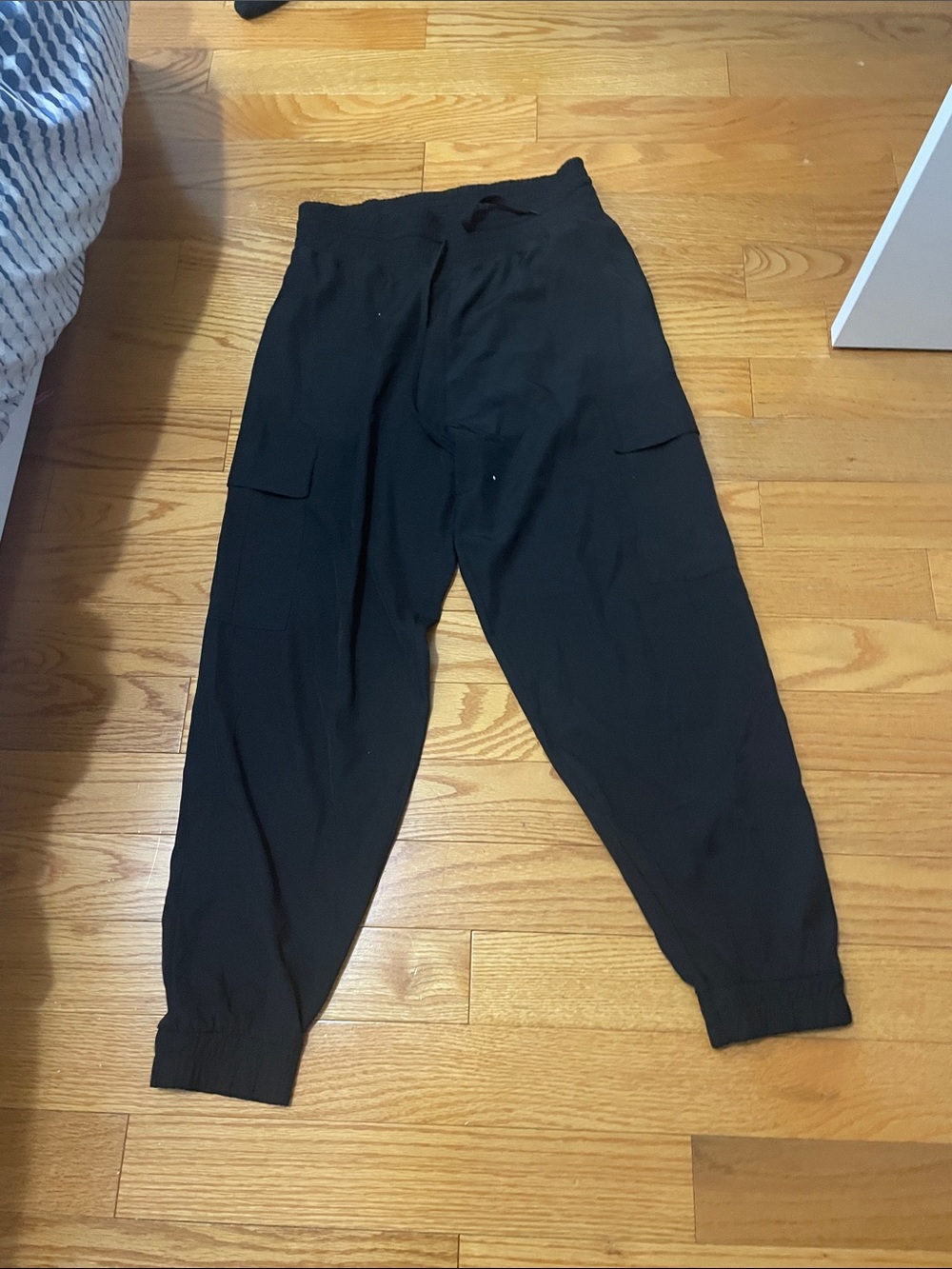 Women’s Black Cargo Jogger Pants - Casual Elastic Waist